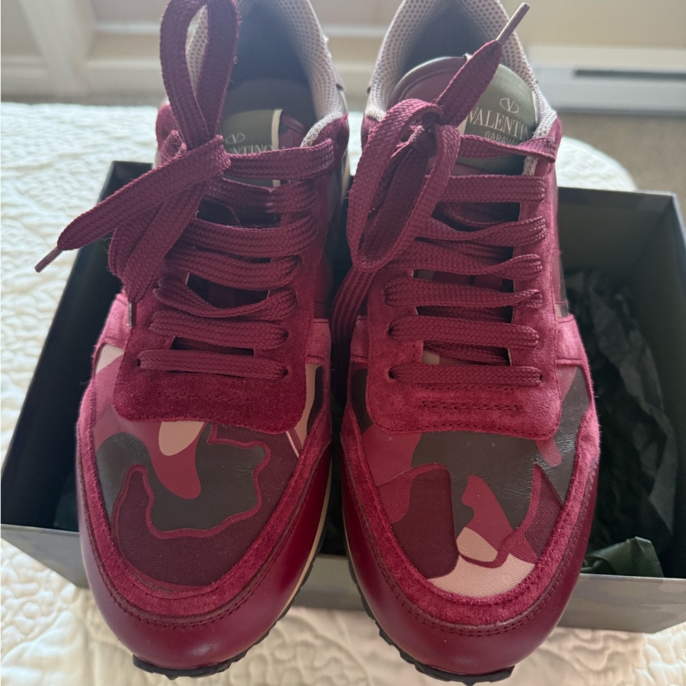 Authentic Valentino rockstud Red Camouflage Sneakers